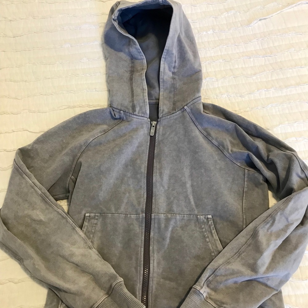 lululemon zip up hoodie *size 4 washed out grey
